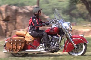 Sonia rides Indian Vintage
