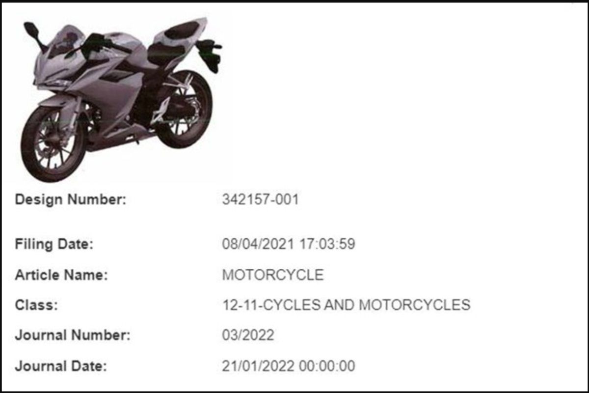 Honda CBR150R Design Patent
